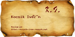 Kocsik Iván névjegykártya